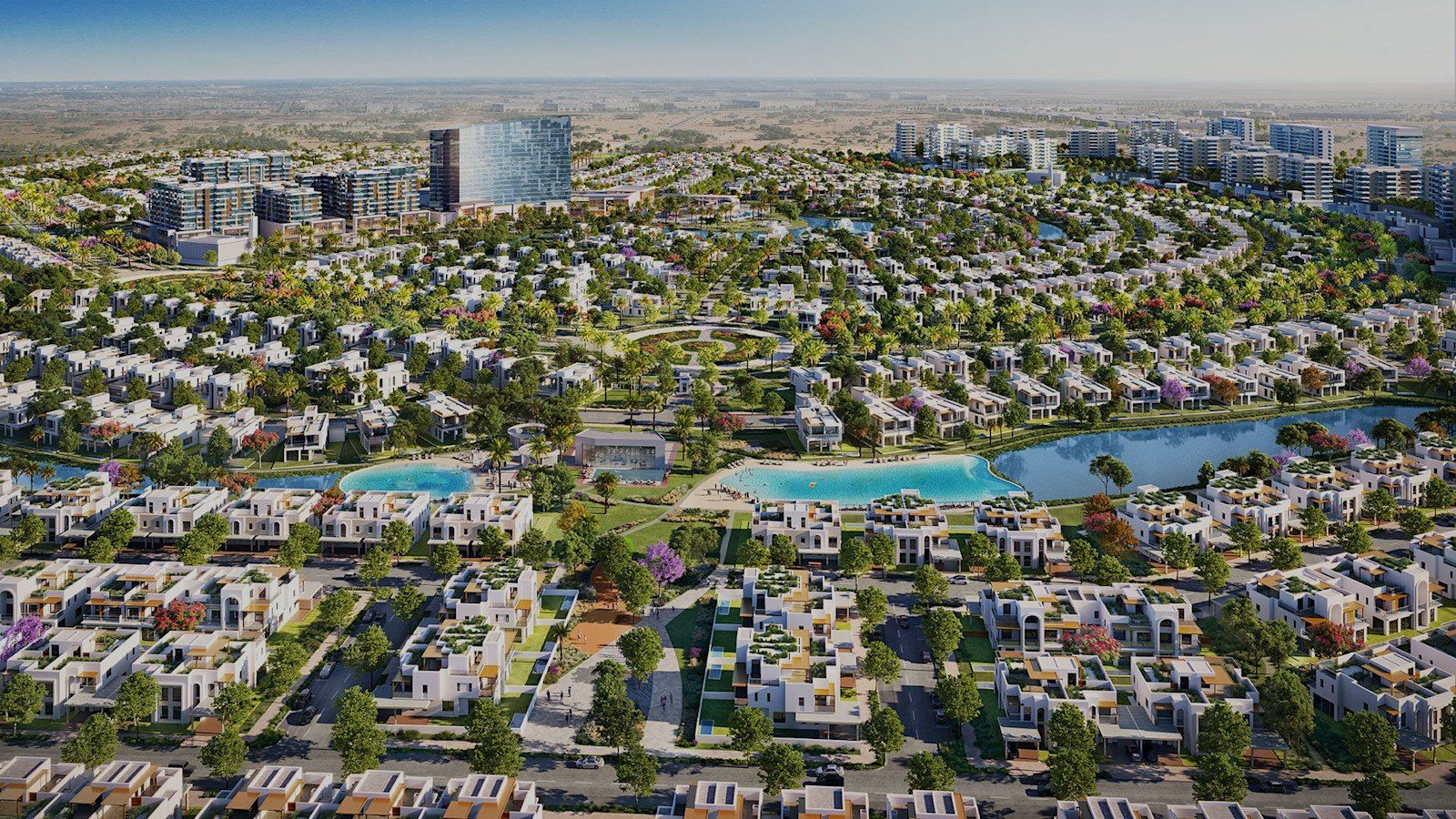 The Hayat masterplan and its lagoon seen from above