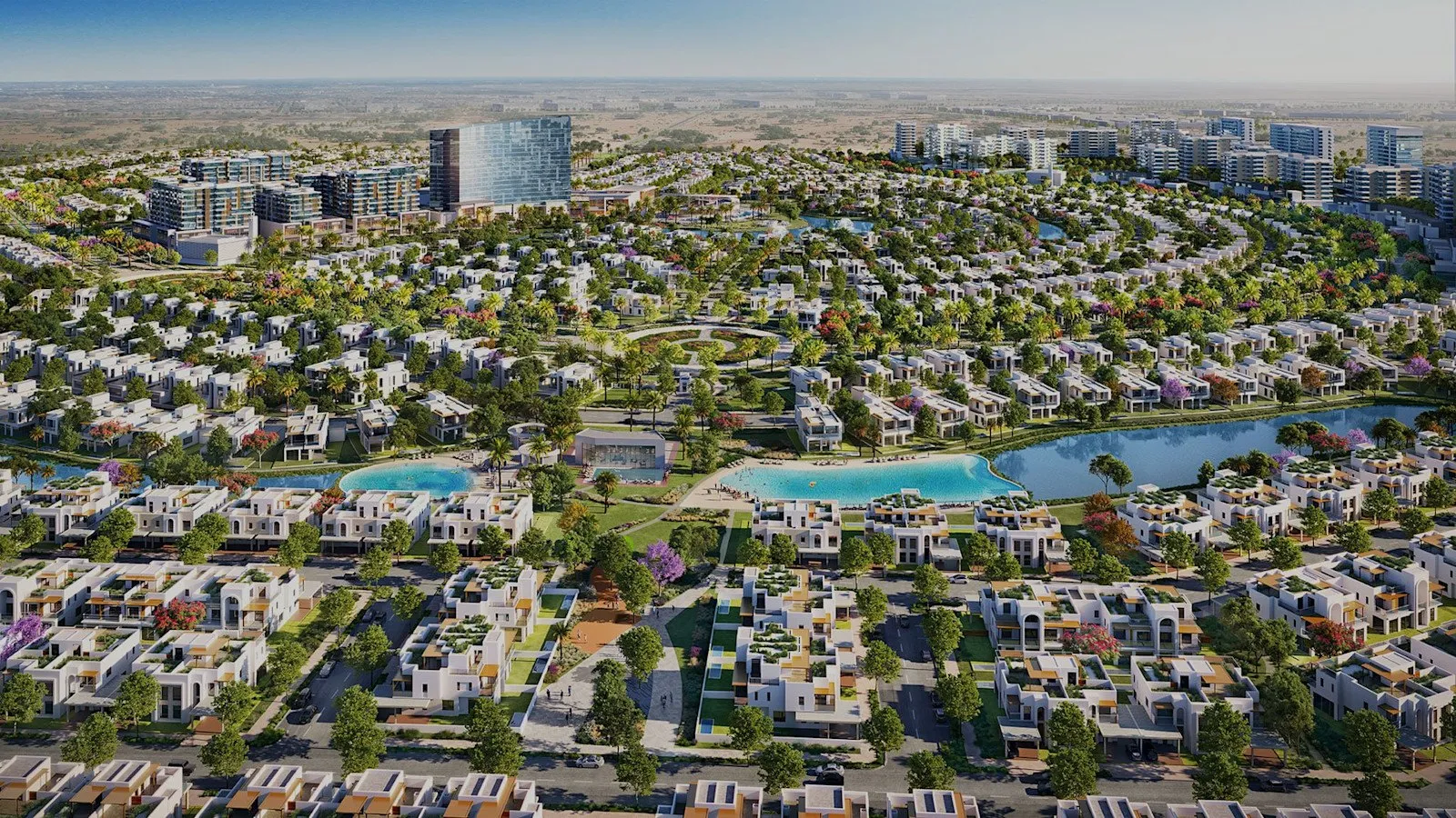 The Hayat masterplan and its lagoon seen from above