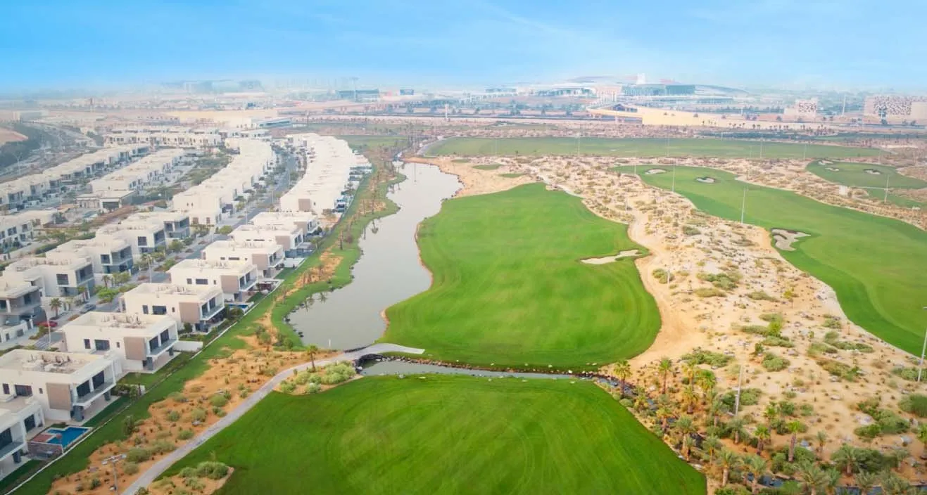 Villas along the golf course seen from above