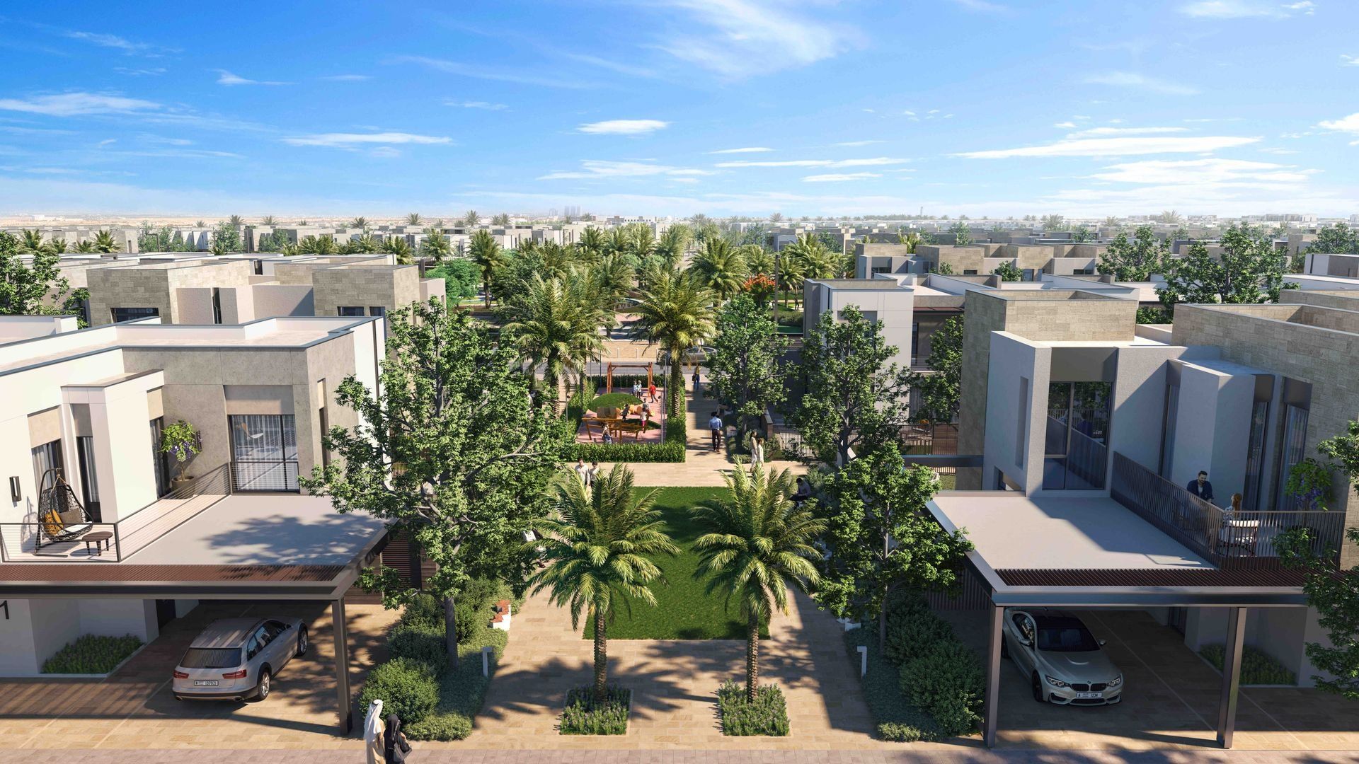 Villas among trees seen from above