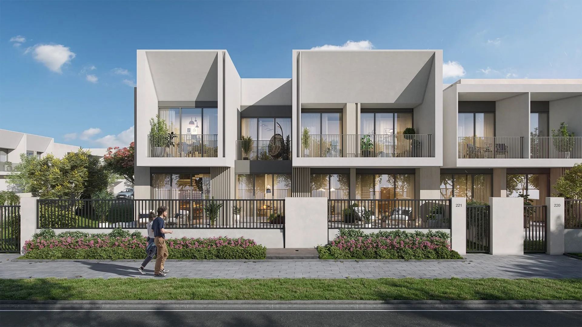 Townhouses on a street